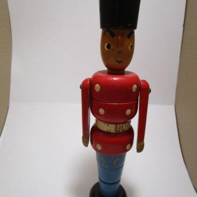Vintage wooden Danish stacking soldier, 8-3/4" tall