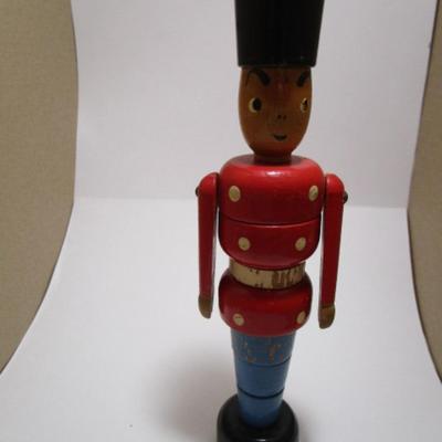 Vintage wooden Danish stacking soldier, 8-3/4" tall