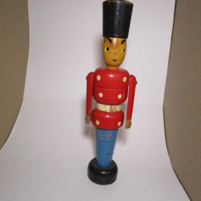 Vintage wooden Danish stacking soldier, 8-3/4" tall