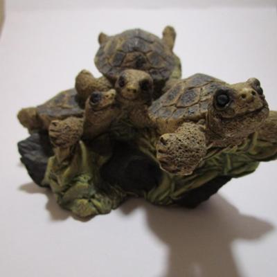 Stone Critter, 3 Water Turtles in the Reeds