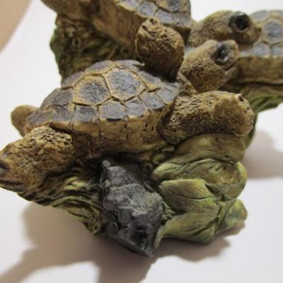 Stone Critter, 3 Water Turtles in the Reeds