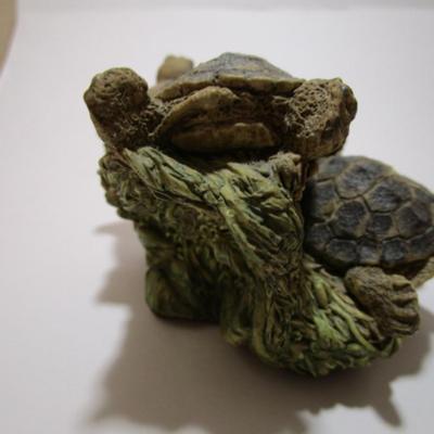 Stone Critter, 3 Water Turtles in the Reeds