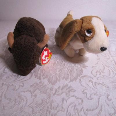 2 Ty Beanie Original Babies (1 Basset Hound, 1 Buffalo)