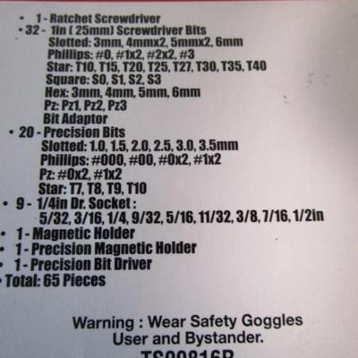 Ultra tough, ultra steel 65-piece ratchet & screwdriver set