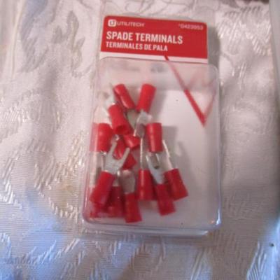 Various screws and nails, spade terminals