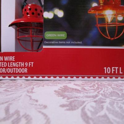 Set of 10 Red Metal Lantern Lights