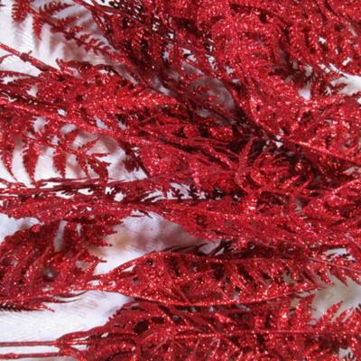 11 Christmas ornaments, 14 red shiny leaf stems, sequins & sequins pins