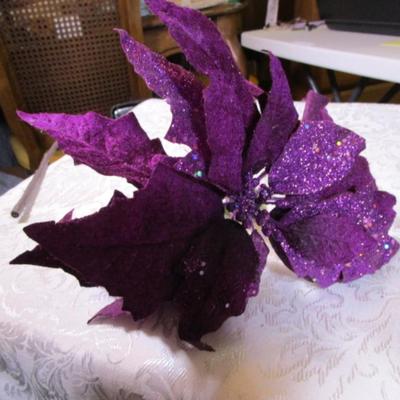 Large poinsettias & holly with berries
