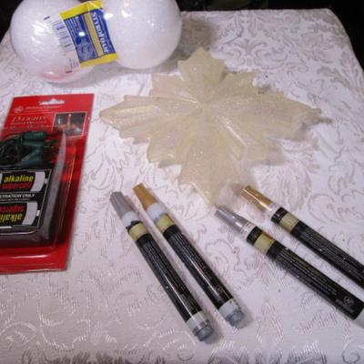 Paint markers, 4" Styrofoam balls, white glittery star, battery operated light