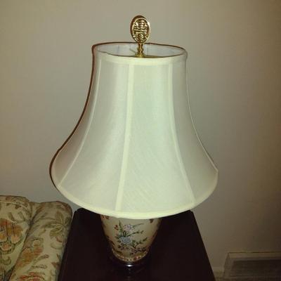 Ceramic Floral Design Table Top Lamp with Shade- Approx 25 1/2" Tall