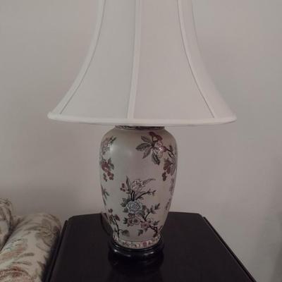 Ceramic Floral Design Table Top Lamp with Shade- Approx 25 1/2" Tall