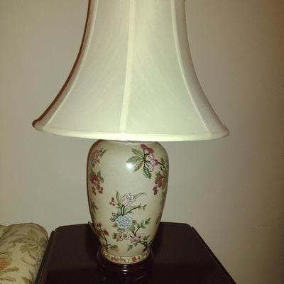 Ceramic Floral Design Table Top Lamp with Shade- Approx 25 1/2" Tall
