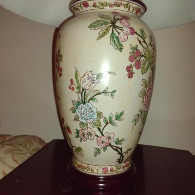 Ceramic Floral Design Table Top Lamp with Shade- Approx 25 1/2" Tall
