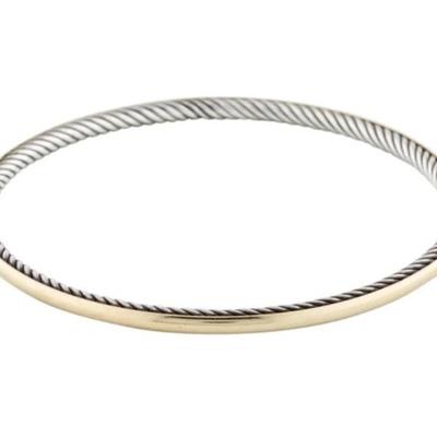 ESTATE DAVID YURMAN TWO TONED BANGLE STERLING AND 18K GOLD