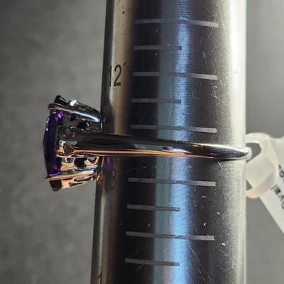 14k White Gold Amethyst Diamond Ring 5.30cttw Size 12.5