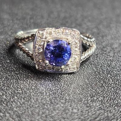 Brand New 14k White Gold 1.81 Cttw Tanzanite Diamond Ring Size 12