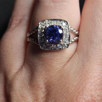 Brand New 14k White Gold 1.81 Cttw Tanzanite Diamond Ring Size 12