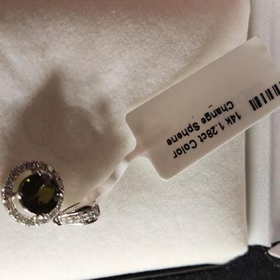 Brand New Rare 14k White Gold Color Change Sphene 1.28cttw