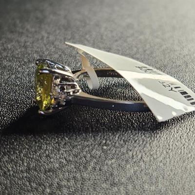 Rare 14k White Gold 3.10 Cttw Cushion Cut Sphene Diamond Ring Size 12 Brand New