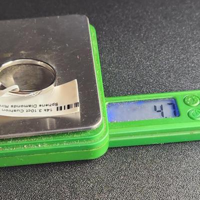 Rare 14k White Gold 3.10 Cttw Cushion Cut Sphene Diamond Ring Size 12 Brand New