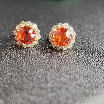 14k White Gold 2.39 Cttw Mandarin Garnet Vs Diamond Earrings