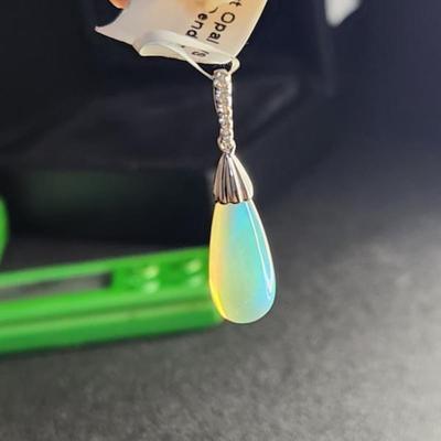 Stunning 3.44 Carat Teardrop 14k Opal Diamond Pendent