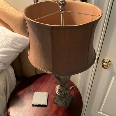Wood Side Table & Lamp