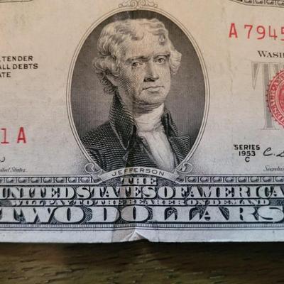 Red seal 1953 $2 bill