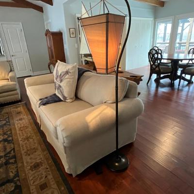 Etched Graphic Drum Shade Floor Lamp