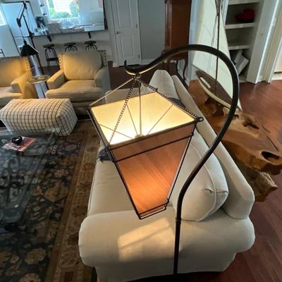 Etched Graphic Drum Shade Floor Lamp