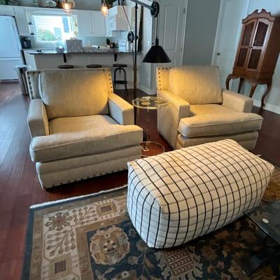 Universal Furniture Club Chairs, Poof And Side Table