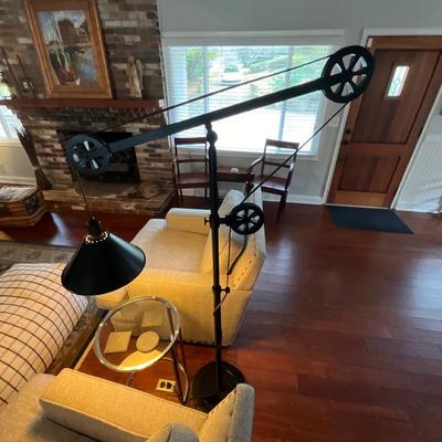 Industrial Pulley System Floor Lamp