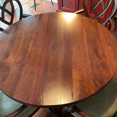 Custom Made Pedestal Table And Ethan Allen Ribbon Back Armchairs