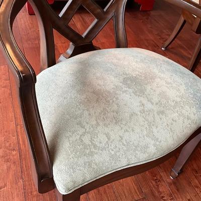 Custom Made Pedestal Table And Ethan Allen Ribbon Back Armchairs