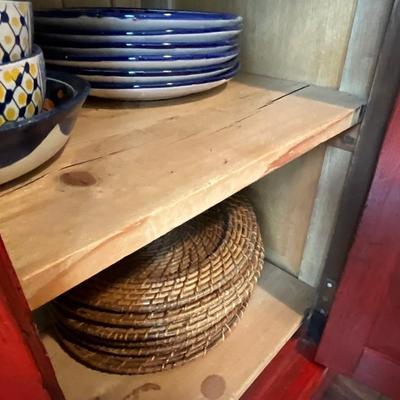 Distressed Asian Red Storage Cabinet