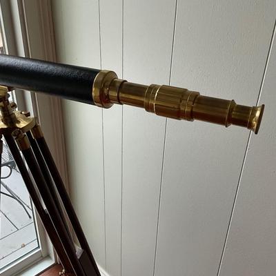 Nautical Leather And Brass Telescope