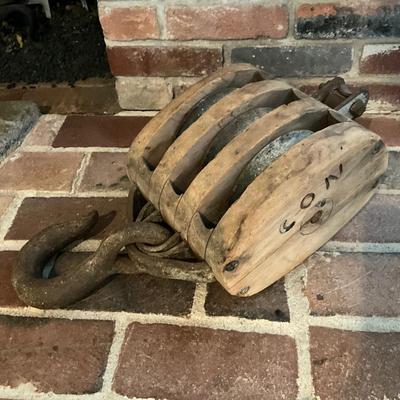 Vintage Wooden Pulley