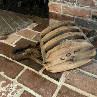 Vintage Wooden Pulley