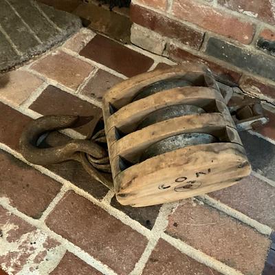 Vintage Wooden Pulley