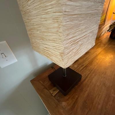 Wood Storage Cabinet, Pair of Lamps & Flowers