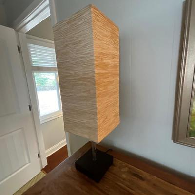 Wood Storage Cabinet, Pair of Lamps & Flowers