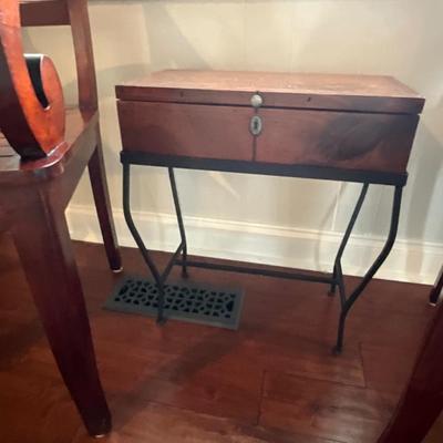 Pair of Wood Chairs & Side Storage Table