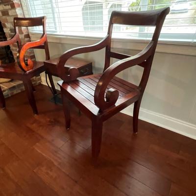 Pair of Wood Chairs & Side Storage Table