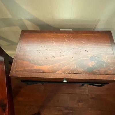 Pair of Wood Chairs & Side Storage Table