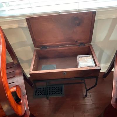 Pair of Wood Chairs & Side Storage Table