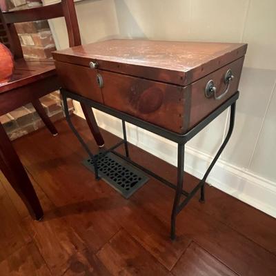 Pair of Wood Chairs & Side Storage Table