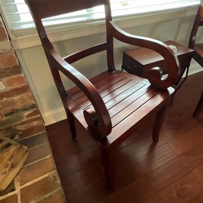 Pair of Wood Chairs & Side Storage Table