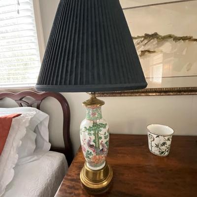Mahogany Writing Desk and Lamp