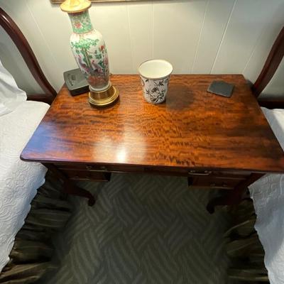 Mahogany Writing Desk and Lamp