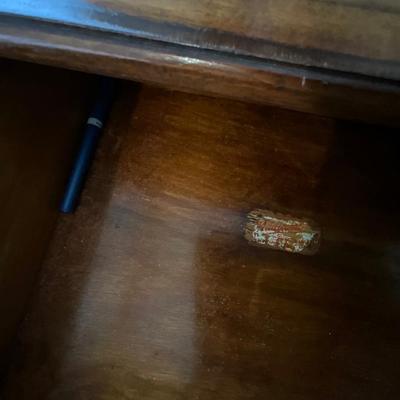 Mahogany Writing Desk and Lamp